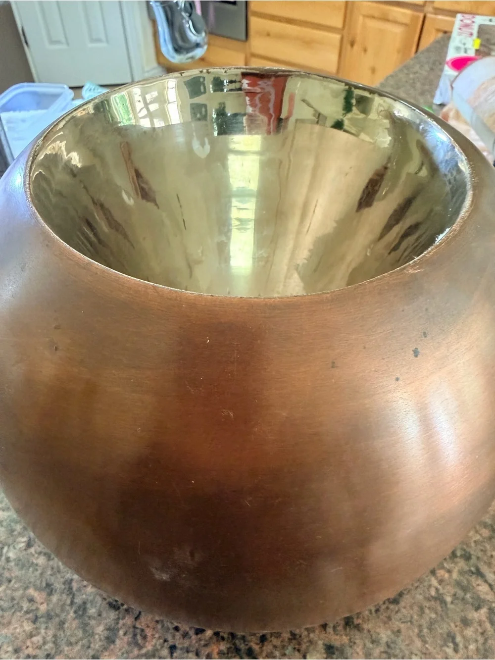 Vintage Circa 1960’s Decorative Metallic Copper And Brass Accent Bowl